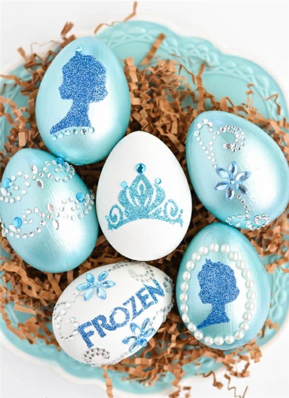 Πασχαλινά αυγά σχεδιασμός μπλε στρας χάντρες πριγκίπισσα κατεψυγμένες