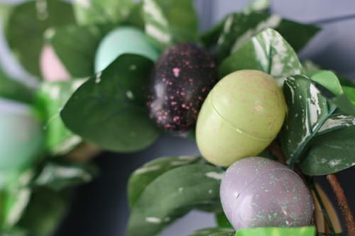 Πασχαλινά αυγά στεφάνι ιδέα φυτά πλαστικό ντεκό