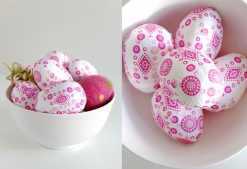 Πασχαλινά αυγά με τεχνική χαρτοπετσέτας χαρτί ντεκουπάζ ροζ