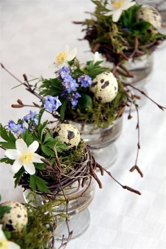 φτιάξτε τις δικές σας πασχαλινές διακοσμήσεις πασχαλινές διακοσμήσεις τραπεζιών βρύα λουλούδια αυγά λουλούδια