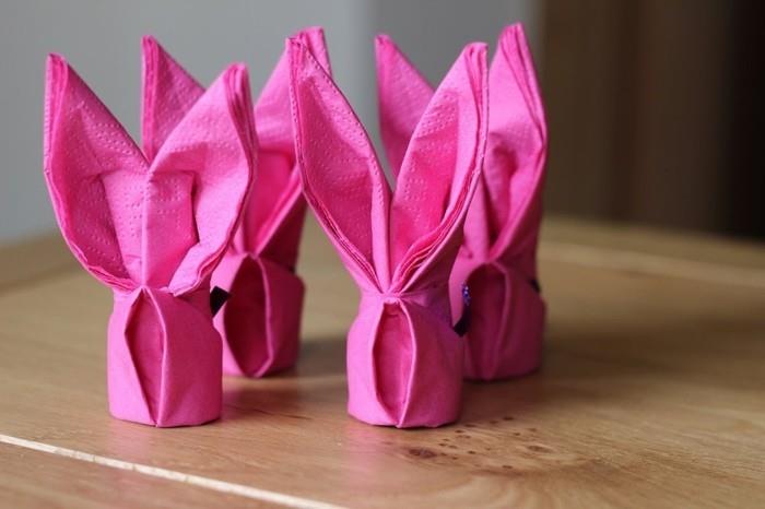 Πασχαλινές λαγουδάκι χαρτοπετσέτες αναδιπλούμενες οδηγίες ροζ