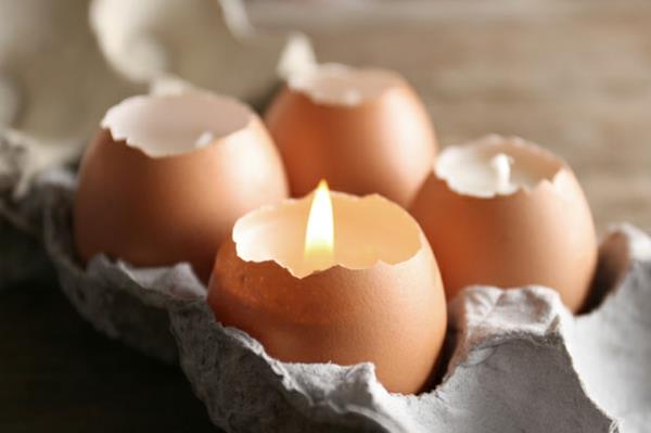 κεριά Πάσχα κελύφη αυγών μπεζ πουριστική διακόσμηση