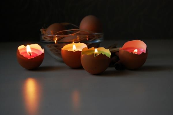 κεριά του Πάσχα κελύφη αυγών πολύχρωμο κερί που καίει