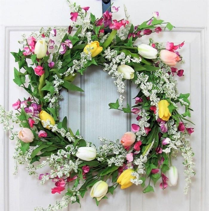 tinker Πασχαλινό στεφάνι φρέσκια διακόσμηση πόρτας όμορφα ανοιξιάτικα λουλούδια