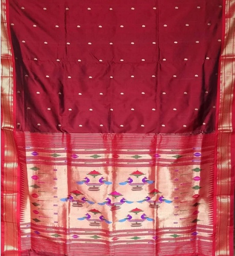 Bordo Paithani Dokuma Sari