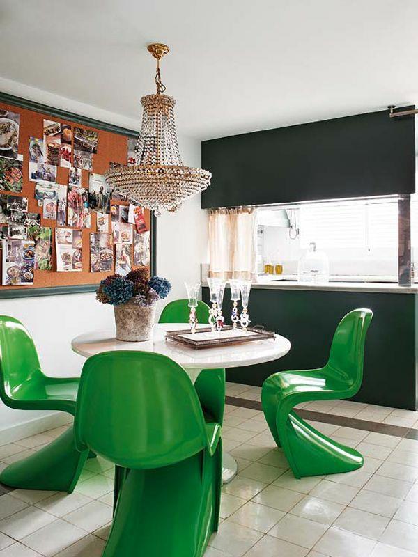 καρέκλα panton πράσινες σχεδιαστές καρέκλες τραπεζαρία έπιπλα στρογγυλό τραπέζι