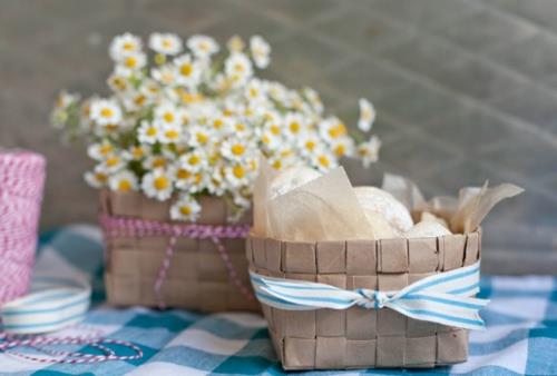 χαρτί καλάθι τραπέζι διακόσμηση πασχαλινά λουλούδια ψωμιού