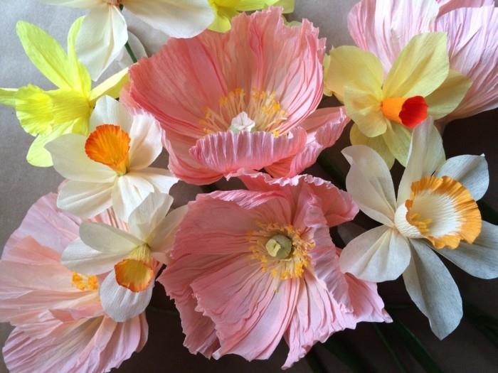 χαρτί λουλούδια νάρκισσους νάρκισσους παιώνιες παπαρούνες χαρτί τέχνης ανοιξιάτικα λουλούδια