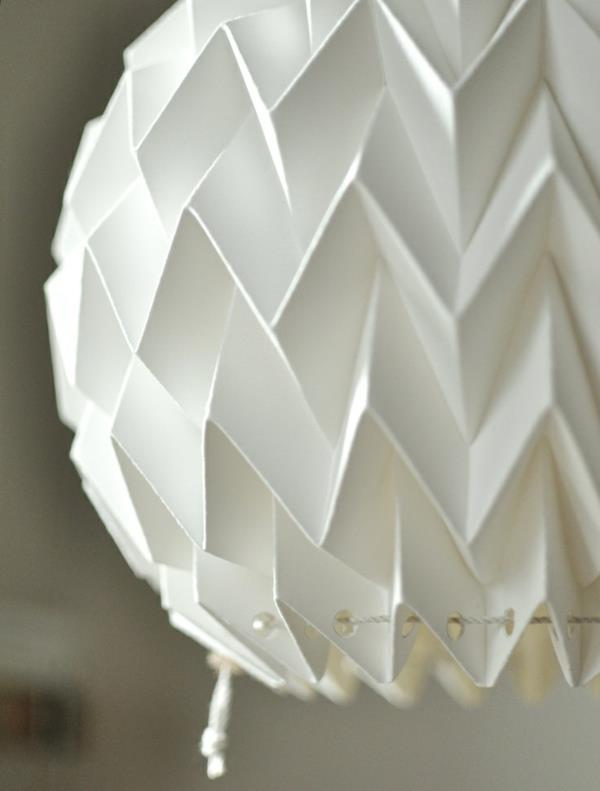 λυχνία από χαρτί κρεμαστό φωτιστικό origami λευκό