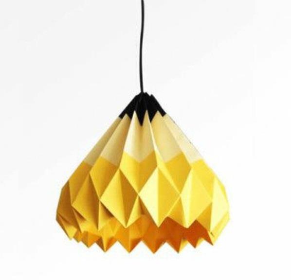 λαμπτήρες χαρτιού origami κρεμαστά φωτάκια κίτρινα