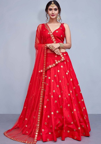 Kırmızı Parti Giyim Lehenga Choli