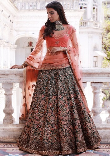 İşlemeli Parti Elbisesi Lehenga Choli