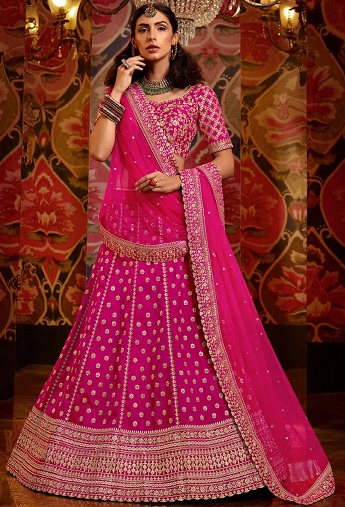 Parti Kıyafeti Lehenga Choli Pembe Renkte