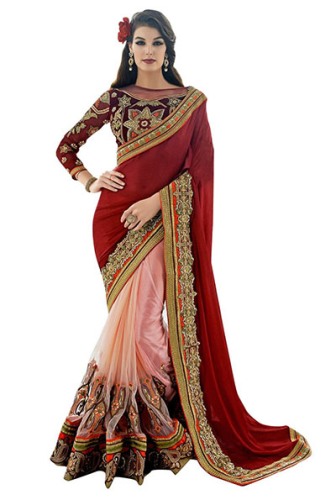 Parti Kıyafeti Saree-Güzel Şifon Parti Kıyafeti Saree 9