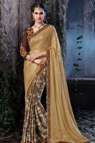 Parti Giyim Sarees-Golden Designer Saree