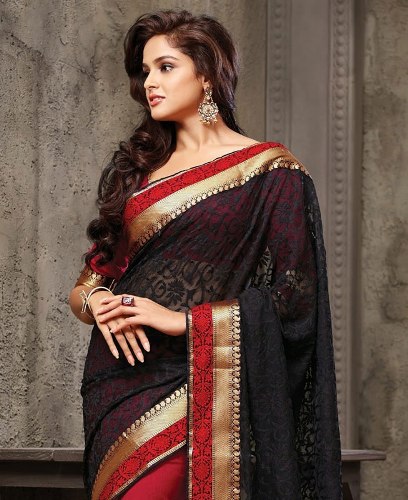 Parti Giyimi Sarees-Siyah Parti Parlatıcı
