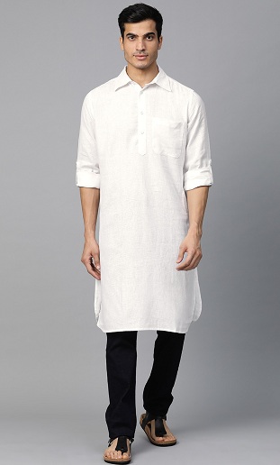 Baltas linas Pathani Kurta