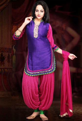 Violetinė-rožinė Patiala Salwar Kameez