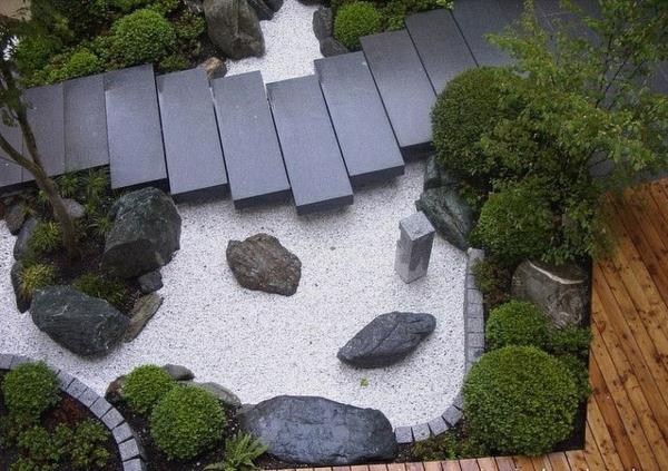 αίθριο ιαπωνικό ζεν κήπο εξωραϊσμού πράσινων φυτών