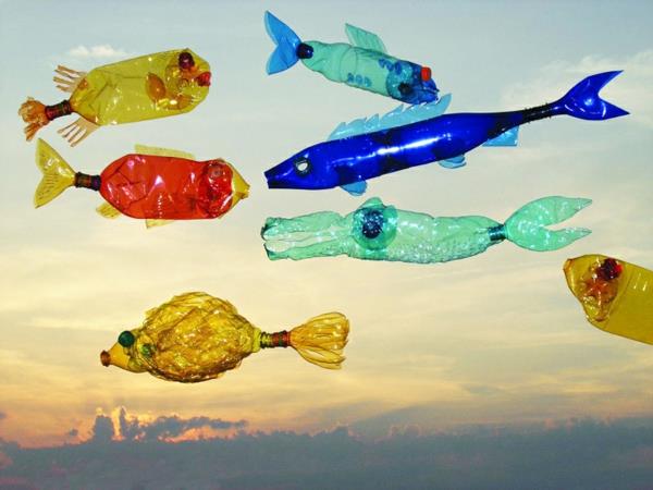 μπουκάλια κατοικίδιων ζώων τέχνη πολύχρωμα θαλάσσια πανίδα ψαριών