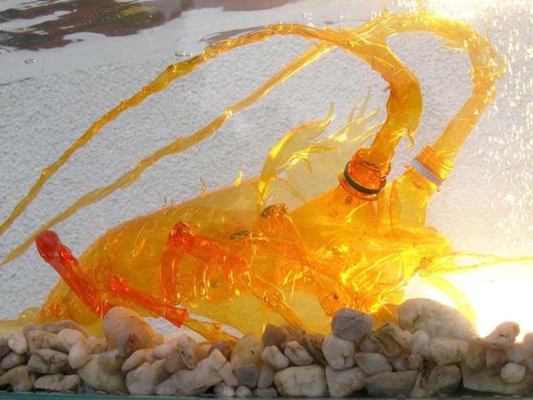 πλαστικά μπουκάλια τέχνη πορτοκαλί καβούρι ποταμού