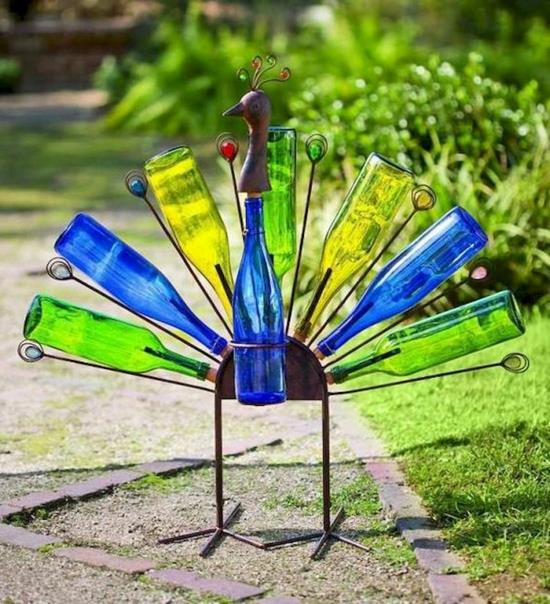 Peacock κάντε τις δικές σας ιδέες διακόσμησης κήπου από μπουκάλια