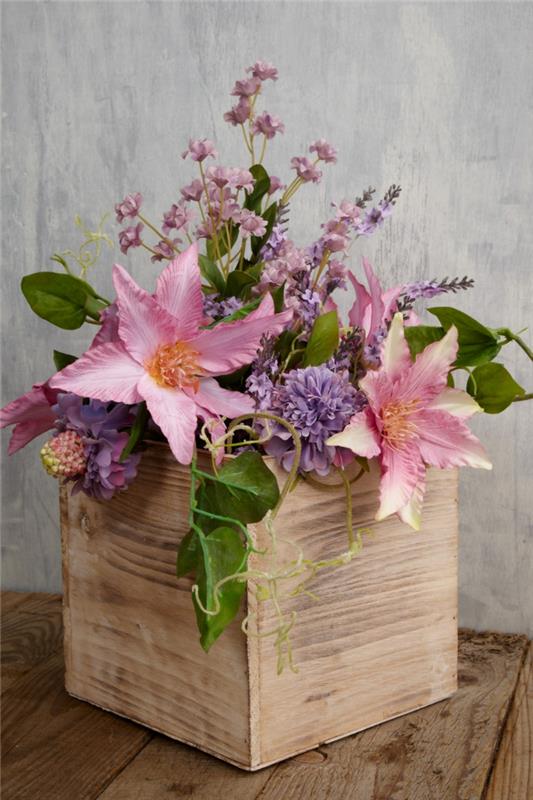 ξύλινο κιβώτιο φυτευτή όμορφα υφή λουλούδια