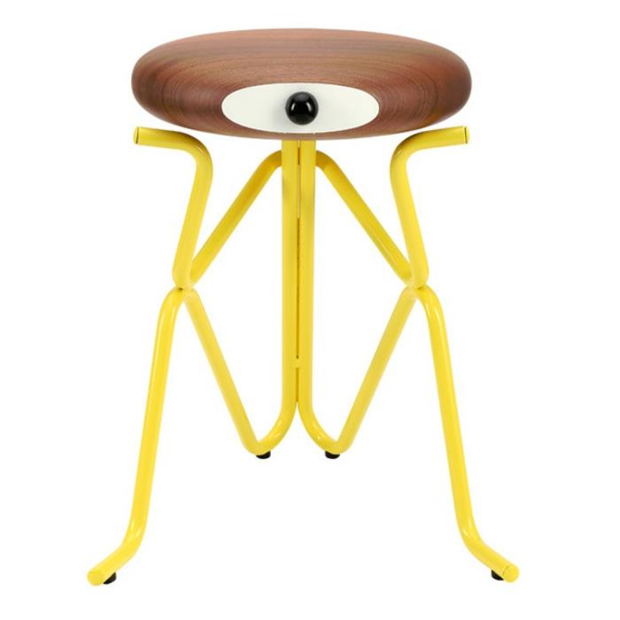 phillip γρασίδι σύντροφος ξύλινο σκαμπό με μεταλλικά πόδια χρωματισμένα κίτρινα