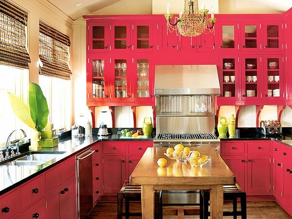 ροζ χρώμα επίπλωση ισχυρή κουζίνα πλήρης