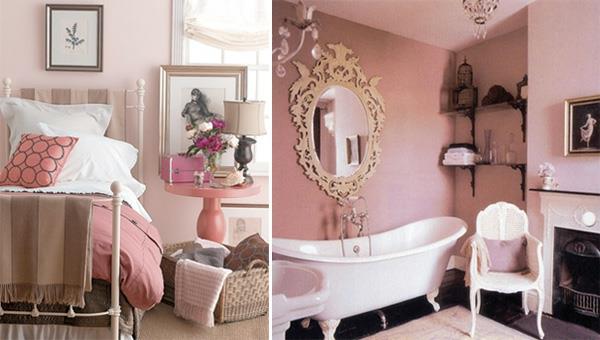 ροζ εσωτερικούς χώρους ιδέες κομψές προφορές φωτεινό χλωμό μπάνιο
