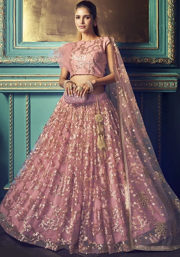 Pembe Ağ Lehenga