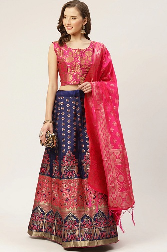 Pembe Ve Mavi Lehenga