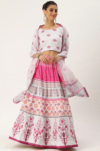 Balta ir rožinė Lehenga