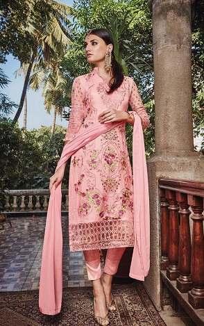 Cigarečių rožinis „Salwar“ kostiumų dizainas