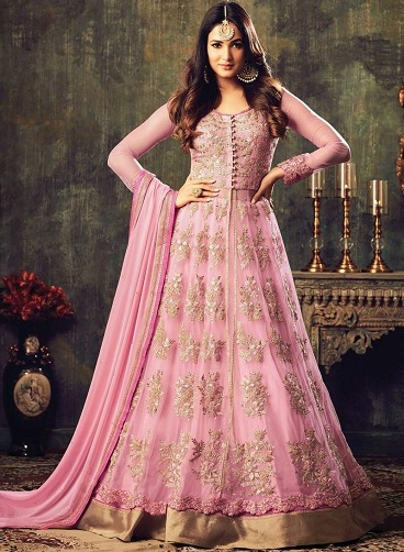 Rožinis tinklas Salwar Kameez