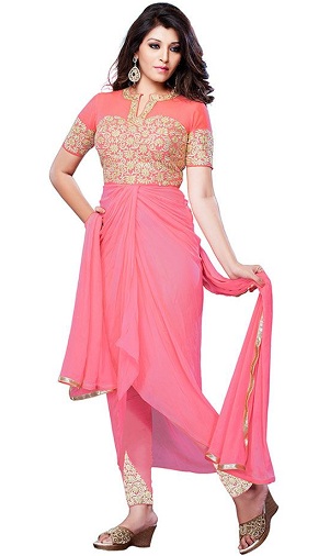 Rožinė siuvinėta Salwar Kameez