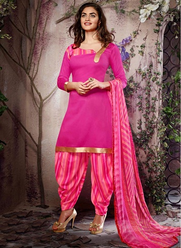 Rožinė Patiala Salwar Kameez