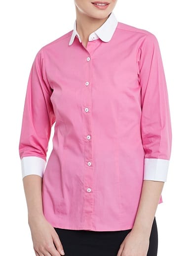 Rožiniai medvilniniai marškinėliai moterims