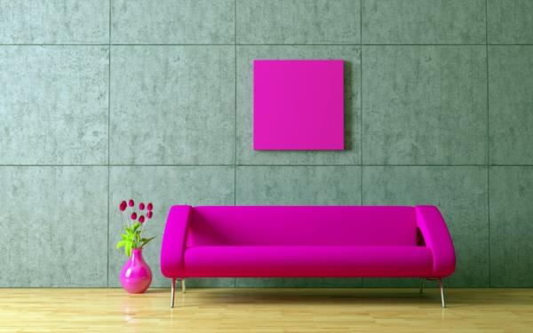 ροζ σαλόνι καναπές δαπέδου βάζο σχέδιο όμορφο τοίχο χρώματα σαλόνι