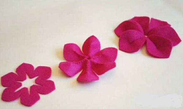 ροζ λουλούδια από τσόχα δημιουργείτε μόνοι σας ιδέες διακόσμησης ιδέες χειροτεχνίας
