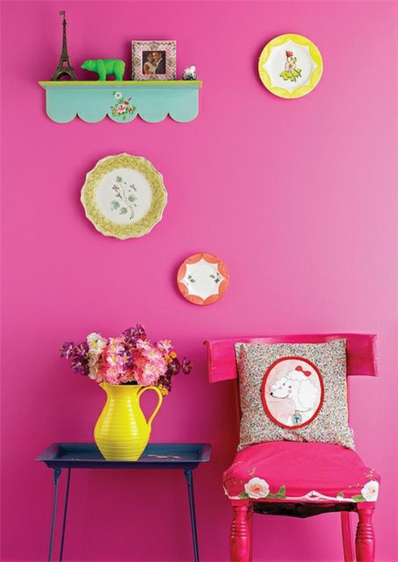 ροζ ζωγραφική τοίχου δημιουργικές ιδέες χρώματος σχεδιασμού τοίχου