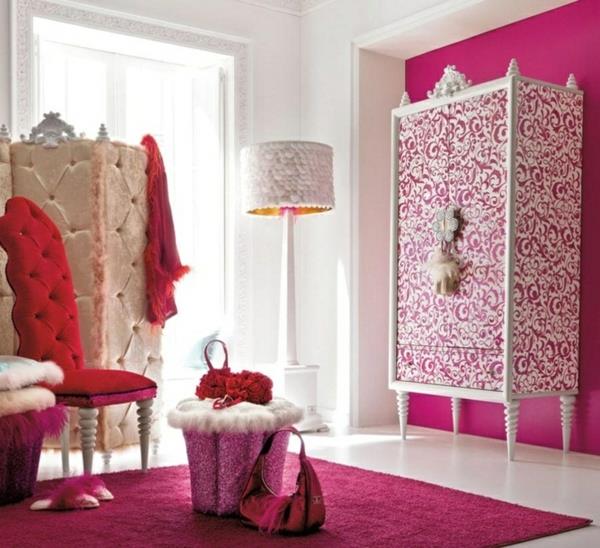 ροζ χρώμα τοίχου ροζ γκαρνταρόμπα στημένη ντουλάπα