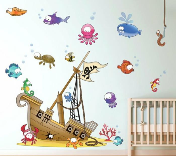 πειρατικό πλοίο stiker τοίχο αυτοκόλλητο παιδικό δωμάτιο