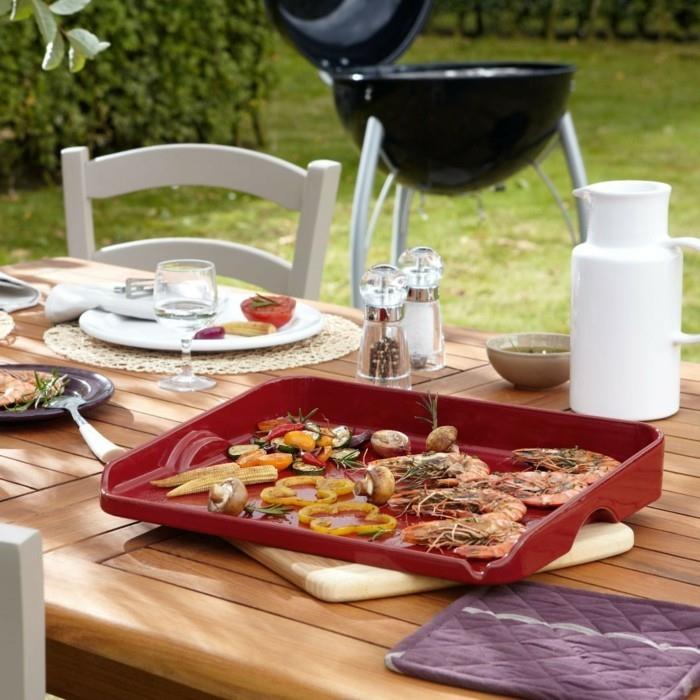 plancha grill gas υγιεινά ψητά λαχανικά γαρίδες χορτοφάγος