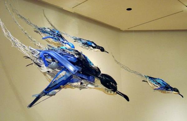 πλαστικά σχέδια τέχνης γλυπτά μόδας από πλαστικά μαχαιροπίρουνα πουλιά ψάρια ψαριών