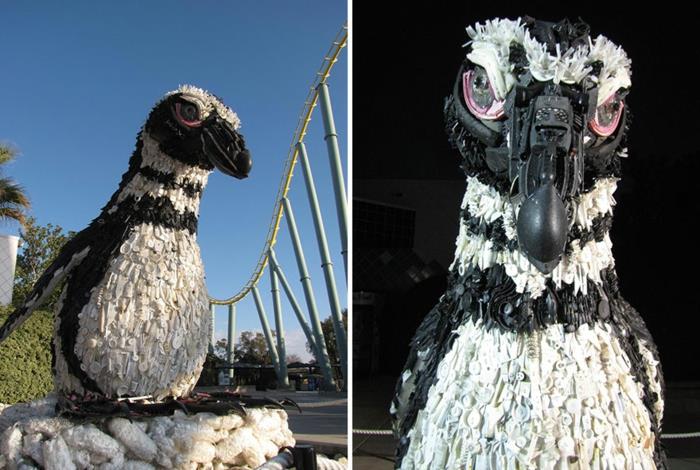 πλαστική τέχνη δημιουργικά αγάλματα πιγκουίνους