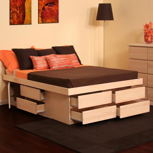 κρεβάτια πλατφόρμας με διαμερίσματα από ξύλο πρακτικά συμπαγή