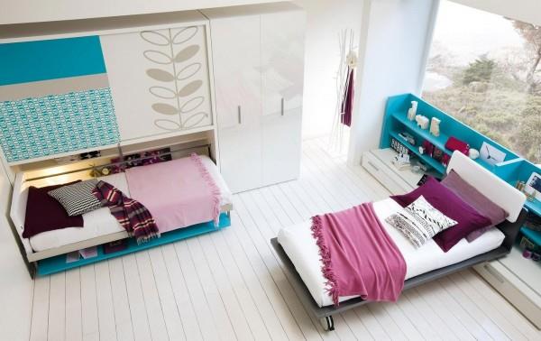 έπιπλα εξοικονόμησης χώρου για το παιδικό δωμάτιο ξύλινα κρεβάτια δαπέδου