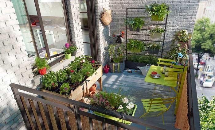 σχεδιασμός επίπλων εξοικονόμησης χώρου μικρό μπαλκόνι-ολόκληρο μπαλκόνι πράσινο τάση χρώμα