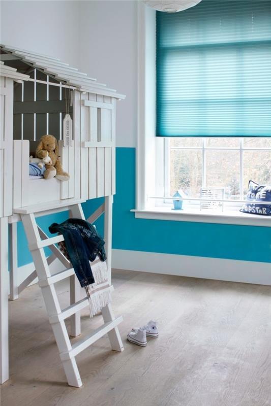 πτυχωτό παιδικό δωμάτιο μπλε σχέδιο περβάζι παραθύρου